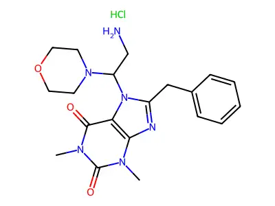 Theophylline, 8-benzyl-7-(1'-morpholino-2'-amino)ethyl-, hydrochloride structure