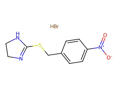 1H-Imidazole, 4,5-dihydro-2-(((4-nitrophenyl)methyl)thio)-, monohydrobromide structure