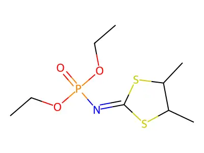 Diethyl N-(4,5-dimethyl-1,3-dithiolan-2-ylidene)phosphoramidate structure