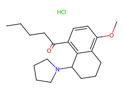 Pyrrolidine, 1-(1,2,3,4-tetrahydro-5-methoxy-8-valerylnaphthyl)-, hydrochloride structure