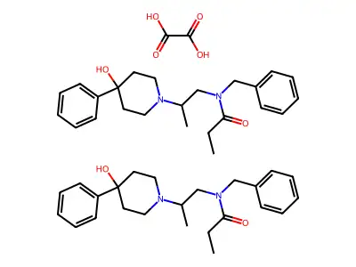 N-Benzyl-N-(2-(4-hydroxy-4-phenylpiperidino)-2-methyl)ethylpropionamide oxalate structure