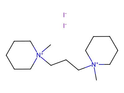 1,1'-(Propane-1,3-diyl)bis(1-methylpiperidin-1-ium) diiodide structure