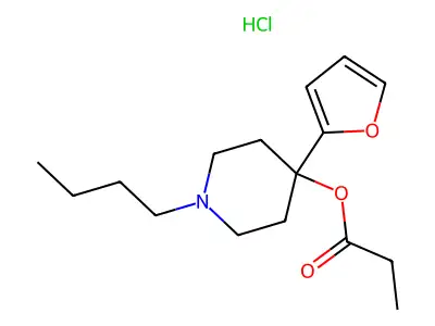 Piperidinol, 1-butyl-4-(2-furyl)-, propionate, hydrochloride structure