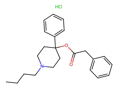 4-Piperidinol, 1-butyl-4-phenyl-, phenylacetate, hydrochloride structure