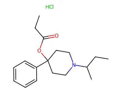 4-Piperidinol, 1-sec-butyl-4-phenyl-, propionate, hydrochloride structure