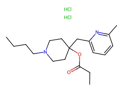4-Piperidinol, 1-butyl-4-(6-alpha-picolyl)methyl-, propionate, dihydrochloride structure