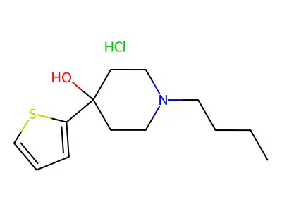 4-Piperidinol, 1-butyl-4-(2-thienyl)-, hydrochloride structure
