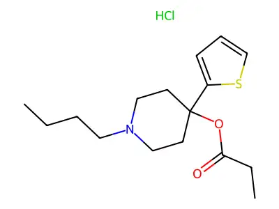 4-Piperidinol, 1-butyl-4-(2-thienyl)-, propionate, hydrochloride structure