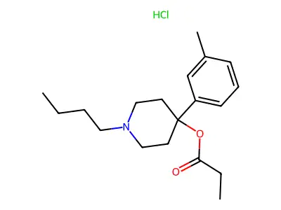 4-Piperidinol, 1-butyl-4-(m-tolyl)-, propionate, hydrochloride structure