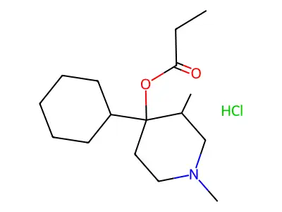 4-Piperidinol, 4-cyclohexyl-1,3-dimethyl-, propionate, hydrochloride structure