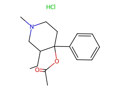 3-Ethyl-1-methyl-4-phenylpiperidin-4-yl acetate--hydrogen chloride (1/1) structure