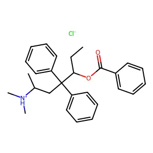 6-(Dimethylamino)-4,4-diphenylheptan-3-yl benzoate--hydrogen chloride (1/1) structure