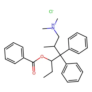 Benzoic acid, 6-dimethylamino-4,4-diphenyl-5-methyl-3-hexyl ester, hydrochloride structure