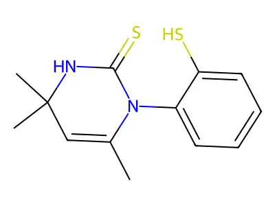 2(1H)-Pyrimidinethione, 3,4-dihydro-1-(2-mercaptophenyl)-4,4,6-trimethyl- structure