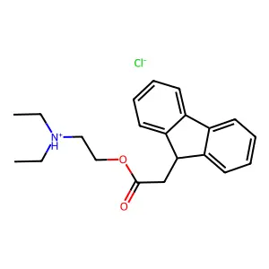 2-(Diethylamino)ethyl (9H-fluoren-9-yl)acetate--hydrogen chloride (1/1) structure