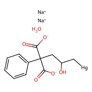 Sodium 4,4-dicarboxylato-2-hydroxy-4-phenylbutyl--mercury--water (2/1/1/1) structure