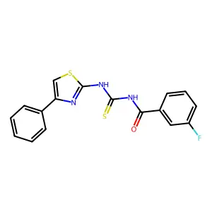 3-fluoro-N-[(4-phenyl-1,3-thiazol-2-yl)carbamothioyl]benzamide structure