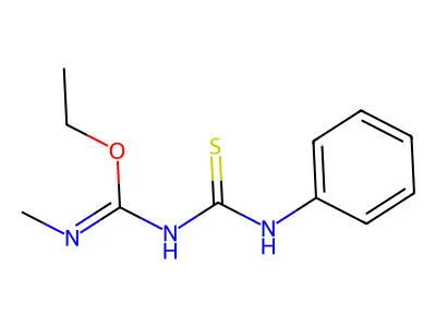Carbamimidic acid, N-methyl-N'-((phenylamino)thioxomethyl)-, ethyl ester structure