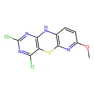 2,4-dichloro-7-methoxy-10H-pyrido[2,3-b]pyrimido[4,5-e][1,4]thiazine structure