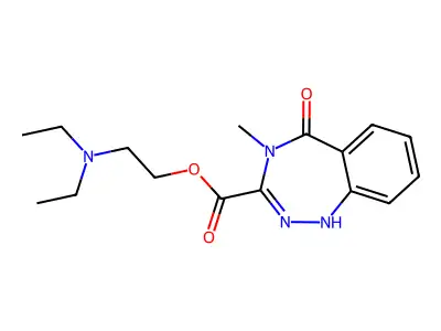 1H-1,2,4-Benzotriazepine-3-carboxylic acid, 4,5-dihydro-4-methyl-5-oxo-, (2-diethylamino)ethyl ester structure