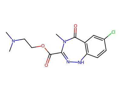 1H-1,2,4-Benzotriazepine-3-carboxylic acid, 4,5-dihydro-7-chloro-4-methyl-5-oxo-, 2-(dimethylamino)ethyl ester structure