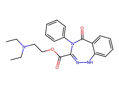 1H-1,2,4-Benzotriazepine-3-carboxylic acid, 4,5-dihydro-5-oxo-4-phenyl-, 2-(diethylamino)ethyl ester, monohydrate structure