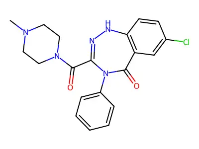 Piperazine, 1-((4,5-dihydro-7-chloro-5-oxo-4-phenyl-1H-1,2,4-benzotriazepin-3-yl)carbonyl)-4-methyl- structure