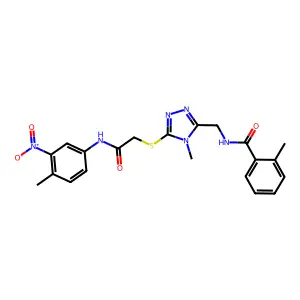 2-methyl-N-[[4-methyl-5-[2-(4-methyl-3-nitroanilino)-2-oxoethyl]sulfanyl-1,2,4-triazol-3-yl]methyl]benzamide structure