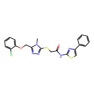 2-({5-[(2-chlorophenoxy)methyl]-4-methyl-4H-1,2,4-triazol-3-yl}sulfanyl)-N-(4-phenyl-1,3-thiazol-2-yl)acetamide structure