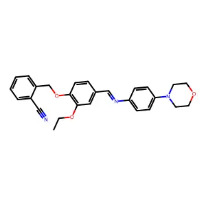2-({2-ethoxy-4-[(E)-{[4-(morpholin-4-yl)phenyl]imino}methyl]phenoxy}methyl)benzonitrile structure