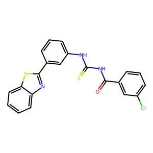 N-{[3-(1,3-benzothiazol-2-yl)phenyl]carbamothioyl}-3-chlorobenzamide structure
