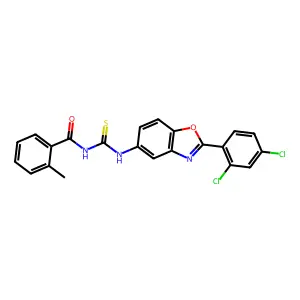 N-{[2-(2,4-dichlorophenyl)-1,3-benzoxazol-5-yl]carbamothioyl}-2-methylbenzamide structure