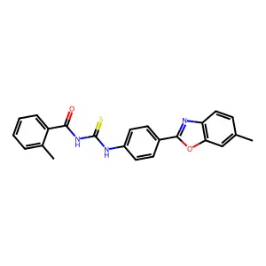 2-methyl-N-{[4-(6-methyl-1,3-benzoxazol-2-yl)phenyl]carbamothioyl}benzamide structure
