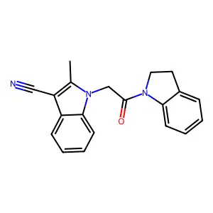 1-[2-(2,3-Dihydroindol-1-yl)-2-oxoethyl]-2-methylindole-3-carbonitrile structure