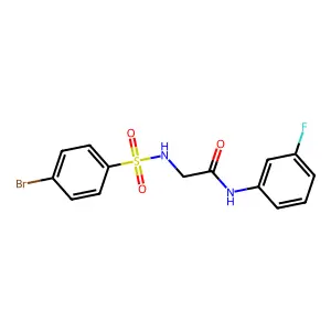 2-[(4-bromophenyl)sulfonylamino]-N-(3-fluorophenyl)acetamide structure