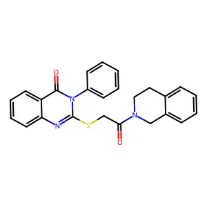 2-[2-(3,4-dihydro-1H-isoquinolin-2-yl)-2-oxoethyl]sulfanyl-3-phenylquinazolin-4-one structure