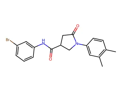 N-(3-bromophenyl)-1-(3,4-dimethylphenyl)-5-oxopyrrolidine-3-carboxamide structure