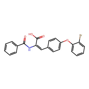 (2Z)-2-(Benzoylamino)-3-(4-(2-bromophenoxy)phenyl)acrylic acid structure