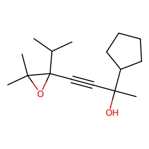2-Cyclopentyl-4-(2-isopropyl-3,3-dimethyl-2-oxiranyl)-3-butyn-2-ol structure