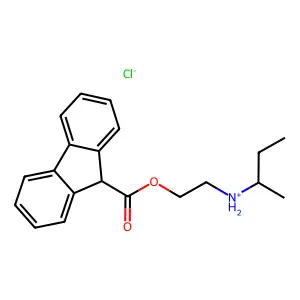Fluorene-9-carboxylic acid, 2-(isobutylamino)ethyl ester, hydrochloride structure