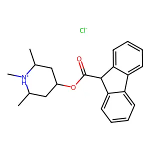 1,2,6-Trimethylpiperidin-4-yl 9H-fluorene-9-carboxylate--hydrogen chloride (1/1) structure