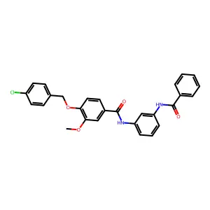 N-(3-benzamidophenyl)-4-[(4-chlorophenyl)methoxy]-3-methoxybenzamide structure