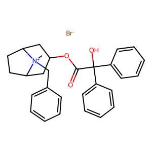 1-alpha-H,5-alpha-H-Tropanium, 8-benzyl-3-hydroxy-, bromide, benzilate (ester) structure