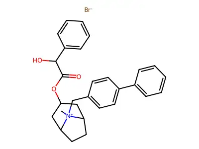 4-Phenyl-benzyl(dl-mandelyl-tropinium)bromide structure
