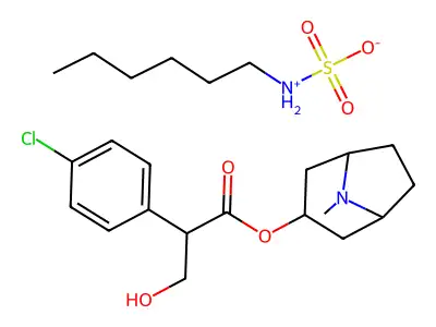 Tropic acid, 4'-chloro-, 3-tropanyl ester, hexylsulfamate structure
