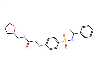 N-(oxolan-2-ylmethyl)-2-[4-(1-phenylethylsulfamoyl)phenoxy]acetamide structure