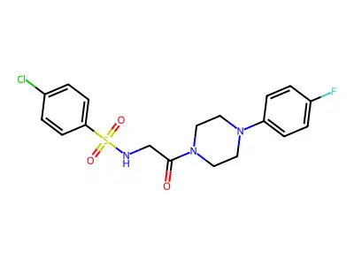 4-chloro-N-[2-[4-(4-fluorophenyl)piperazin-1-yl]-2-oxoethyl]benzenesulfonamide structure