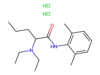 2',6'-Valeroxylidide, 2-(diethylamino)-, dihydrochloride structure