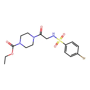 Ethyl 4-({[(4-bromophenyl)sulfonyl]amino}acetyl)-1-piperazinecarboxylate structure