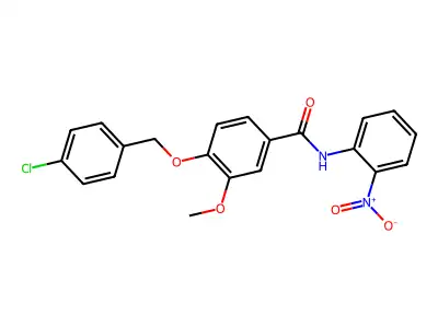 4-[(4-chlorophenyl)methoxy]-3-methoxy-N-(2-nitrophenyl)benzamide structure
